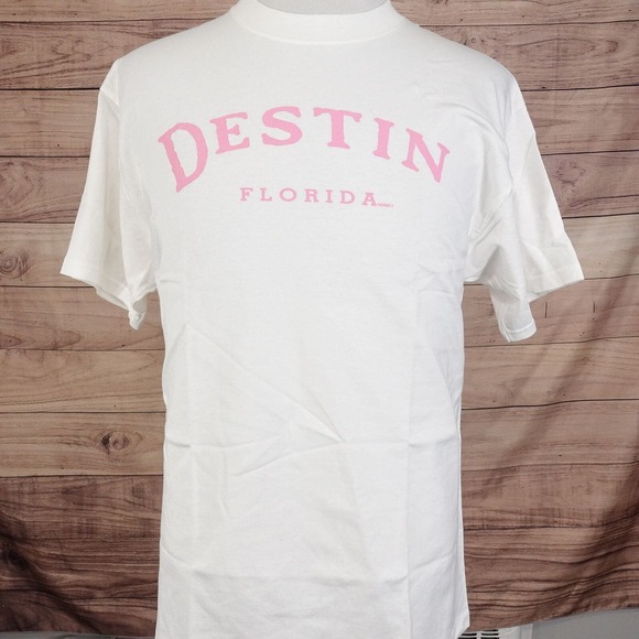 VINTAGE DESTIN FLORIDA SPELLOUT TRAVEL TOURIST 00s T-SHIRT SZ L NWT DEADSTOCK - Picture 2 of 7